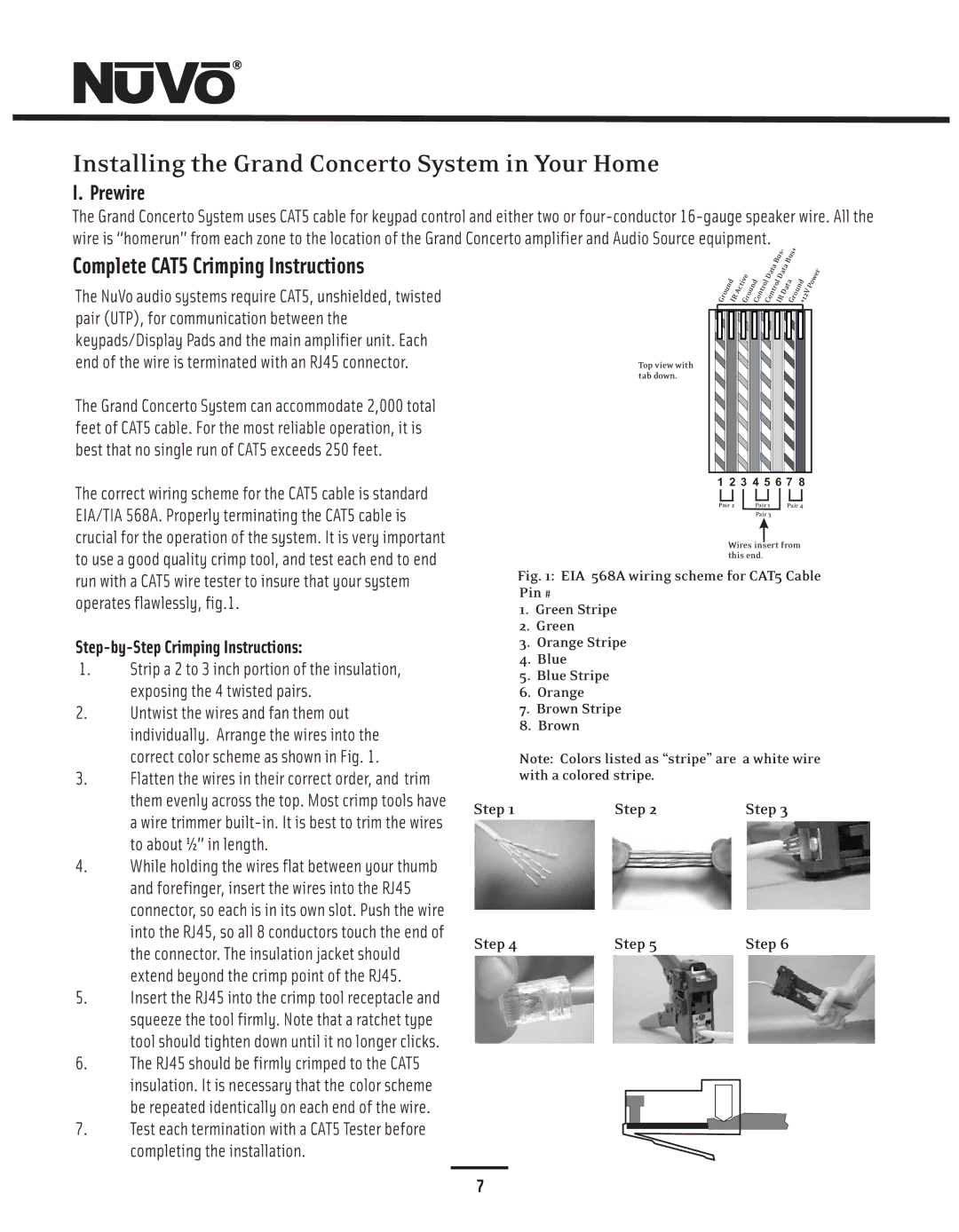 Nuvo NV-I8GMS, NV-I8GXS manual Installing the Grand Concerto System in Your Home, Step-by-Step Crimping Instructions 