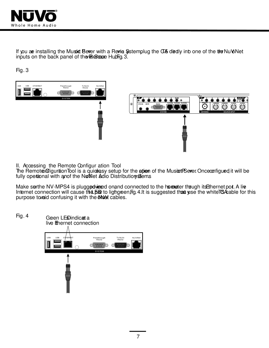 Nuvo NV-MPS4 manual Green LED’s indicate a Live Ethernet connection 