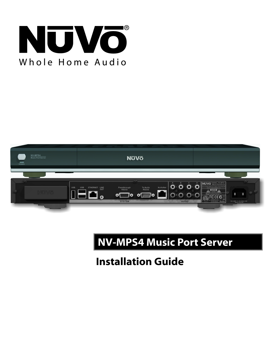 Nuvo manual NV-MPS4 Music Port Server, Installation Guide 