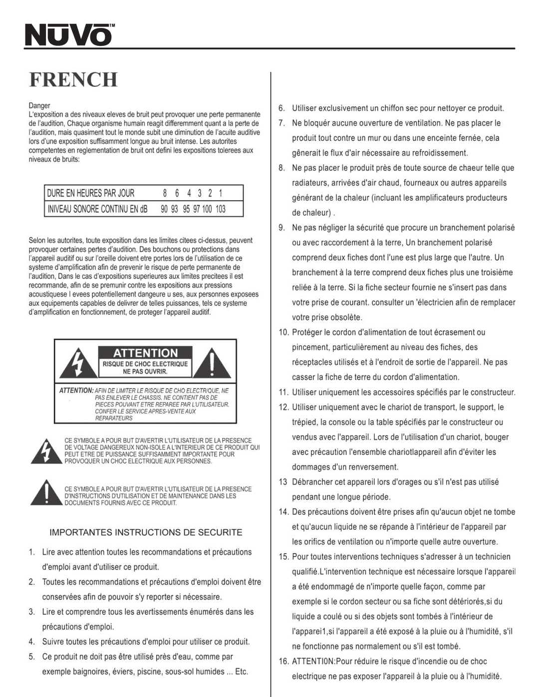 Nuvo NV-P2100 owner manual 