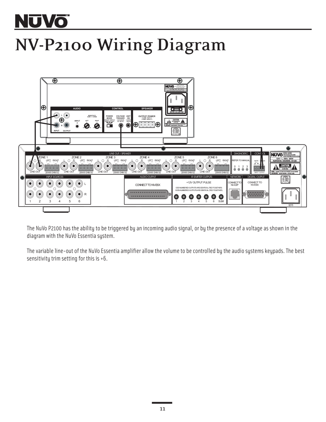 Nuvo owner manual NV-P2100Wiring Diagram 