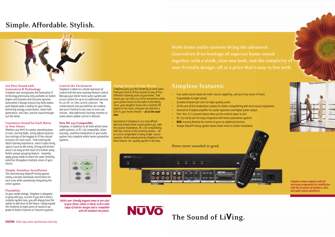 Nuvo Power Amplifier Control the Excitement, Customize Sound for Each Room in Your House, Now RS-232 Compatible 