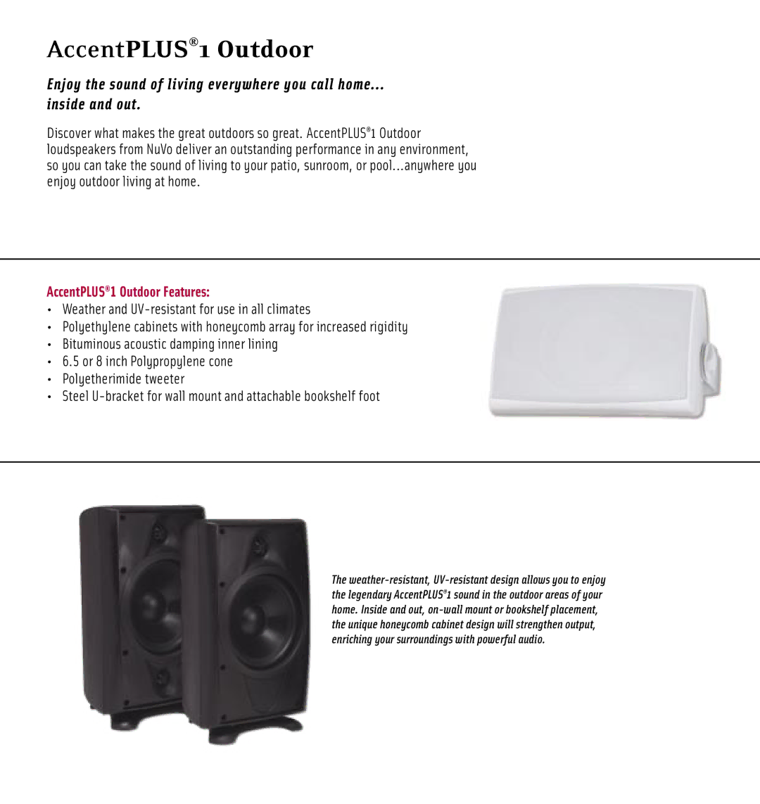 Nuvo Speaker manual AccentPLUS1 Outdoor 