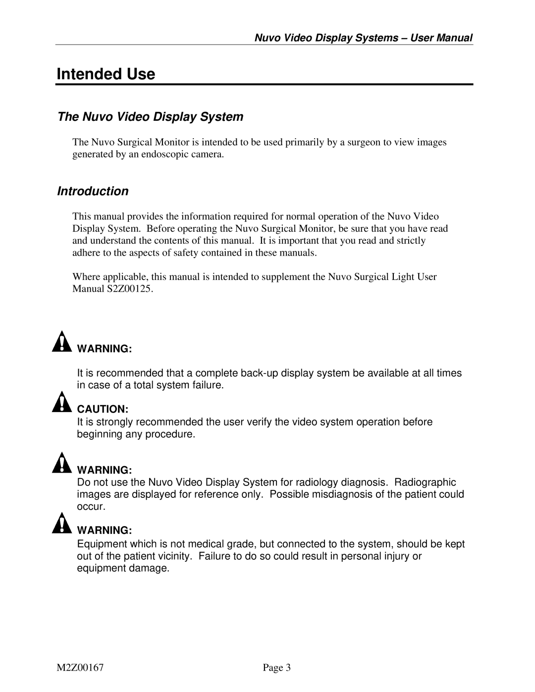 Nuvo V1360A user manual Nuvo Video Display System, Introduction 