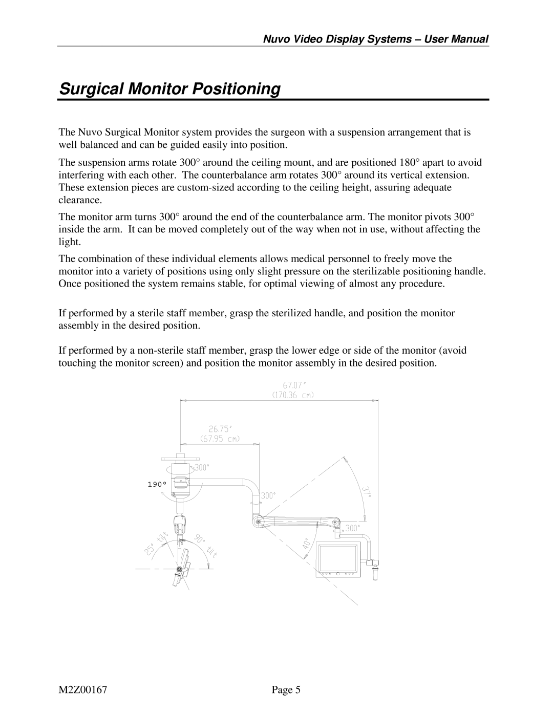 Nuvo V1360A user manual Surgical Monitor Positioning 