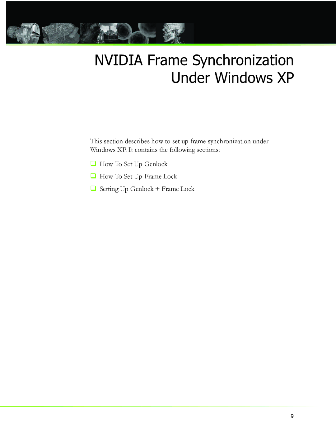 Nvidia 2 manual Nvidia Frame Synchronization Under Windows XP 