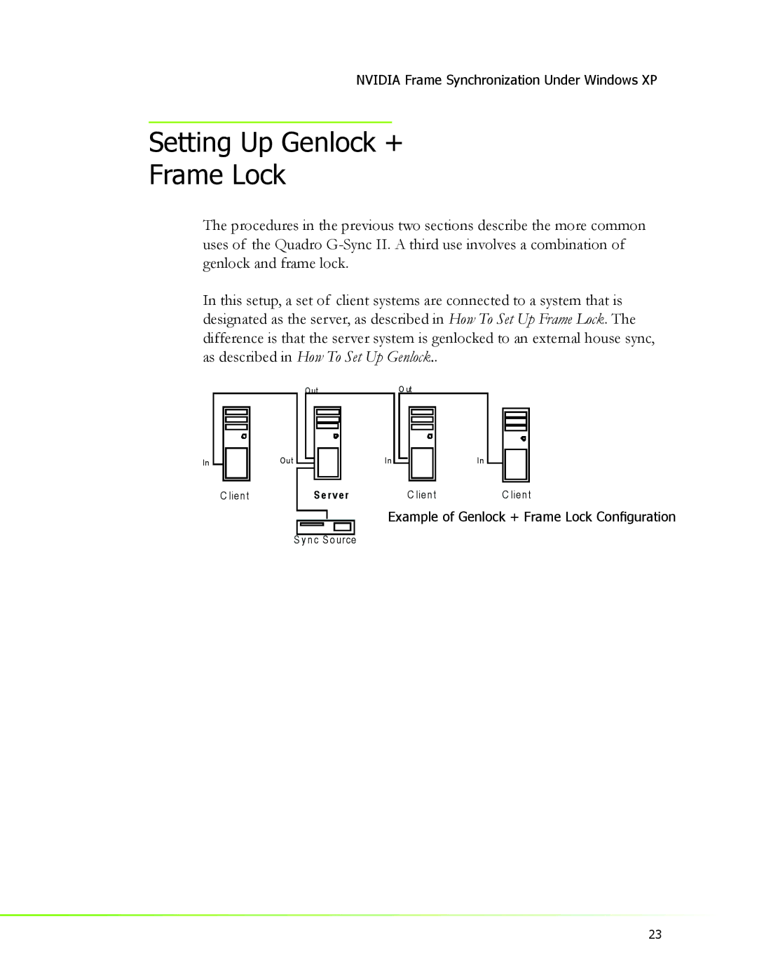 Nvidia 2 manual Setting Up Genlock + Frame Lock 