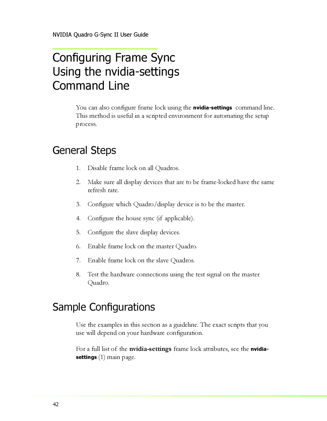 Nvidia 2 manual General Steps, Sample Conﬁgurations 