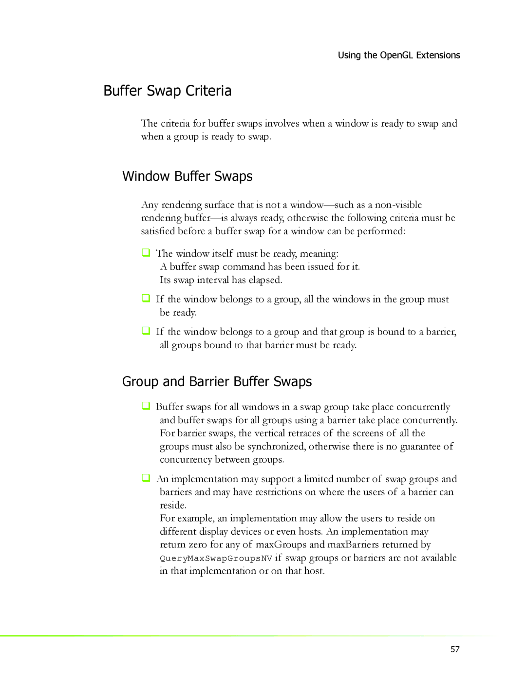 Nvidia 2 manual Buffer Swap Criteria, Window Buffer Swaps 