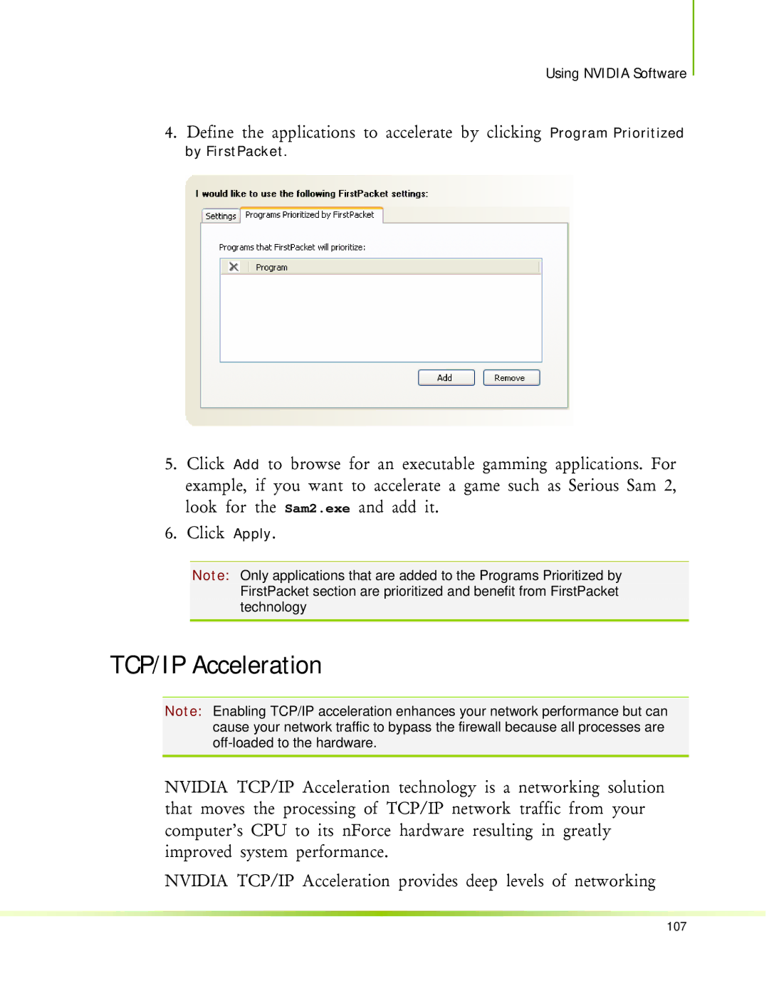 Nvidia 650I manual TCP/IP Acceleration 