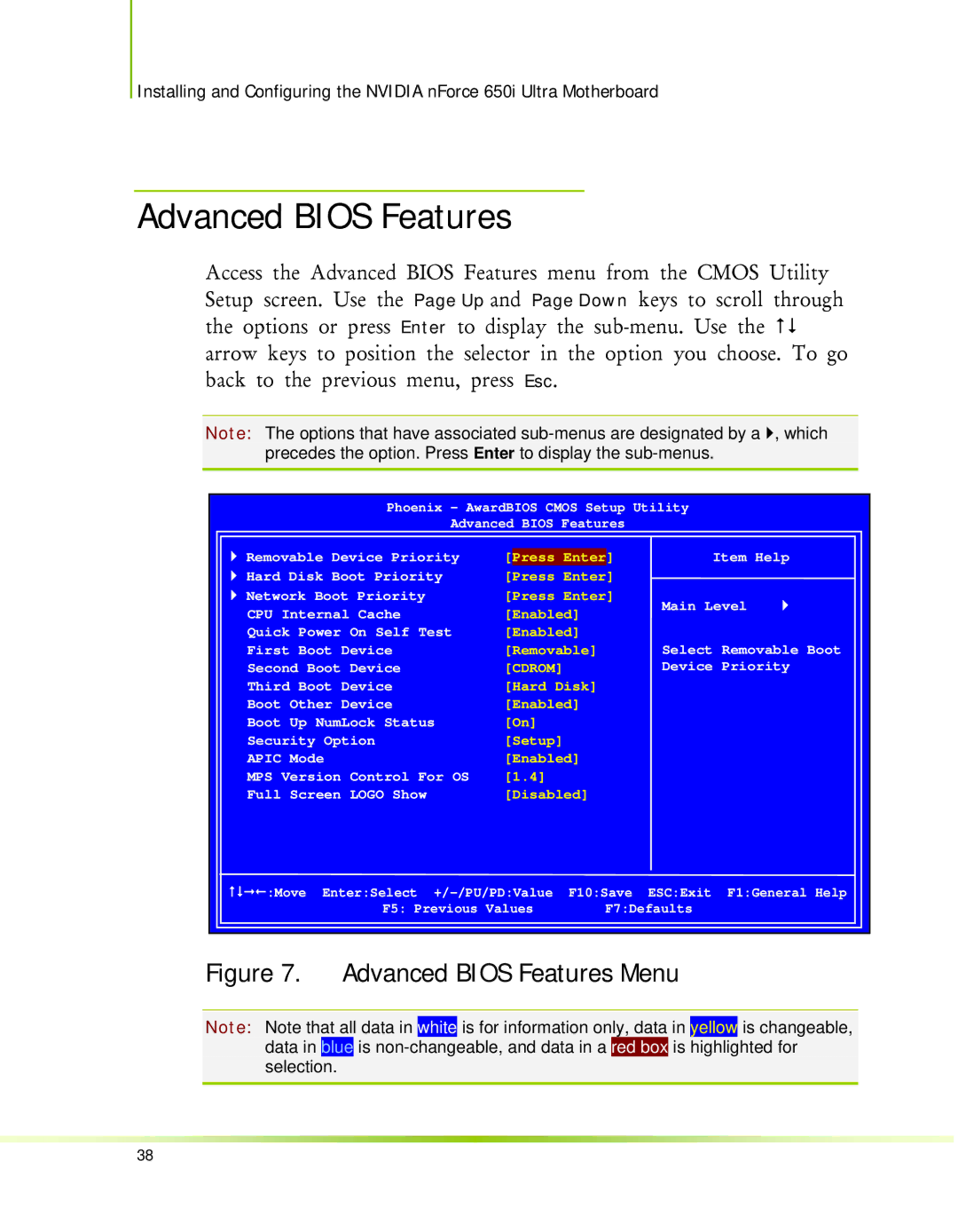 Nvidia 650I manual Advanced Bios Features, Cdrom 