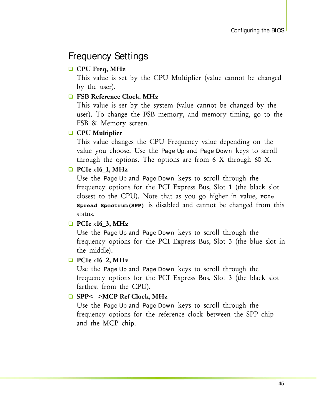 Nvidia 650I manual Frequency Settings 