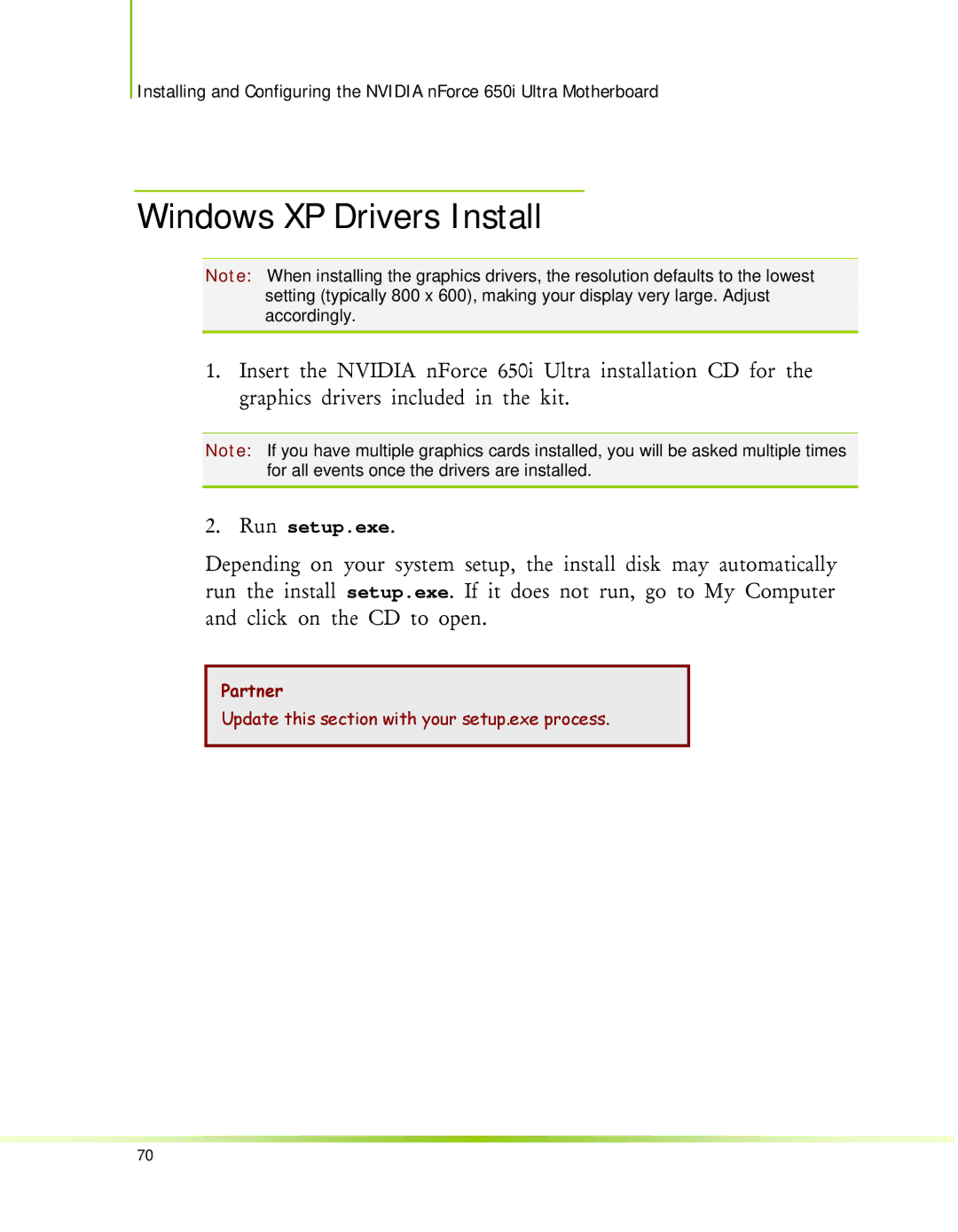 Nvidia 650I manual Windows XP Drivers Install 