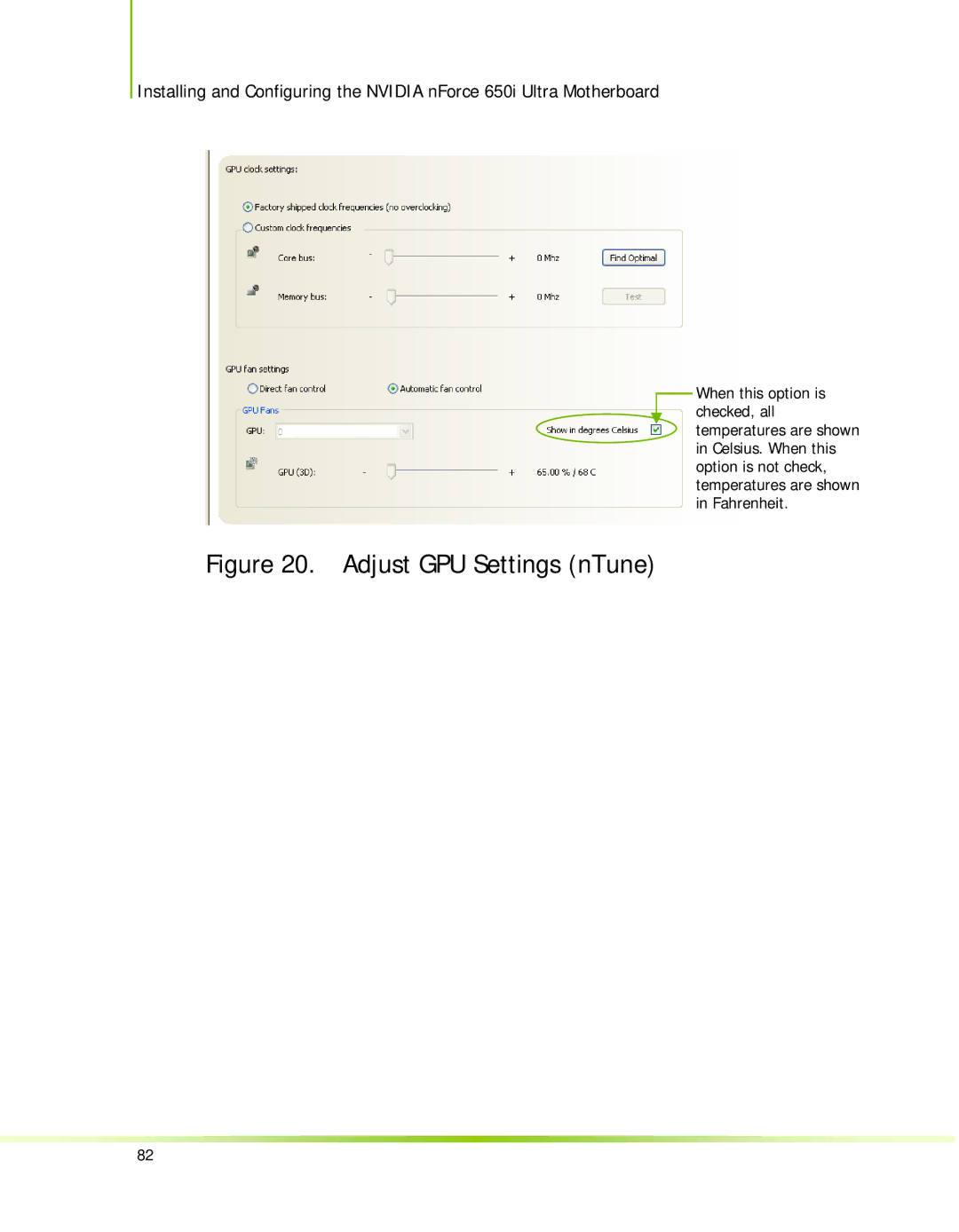 Nvidia 650I manual Adjust GPU Settings nTune 