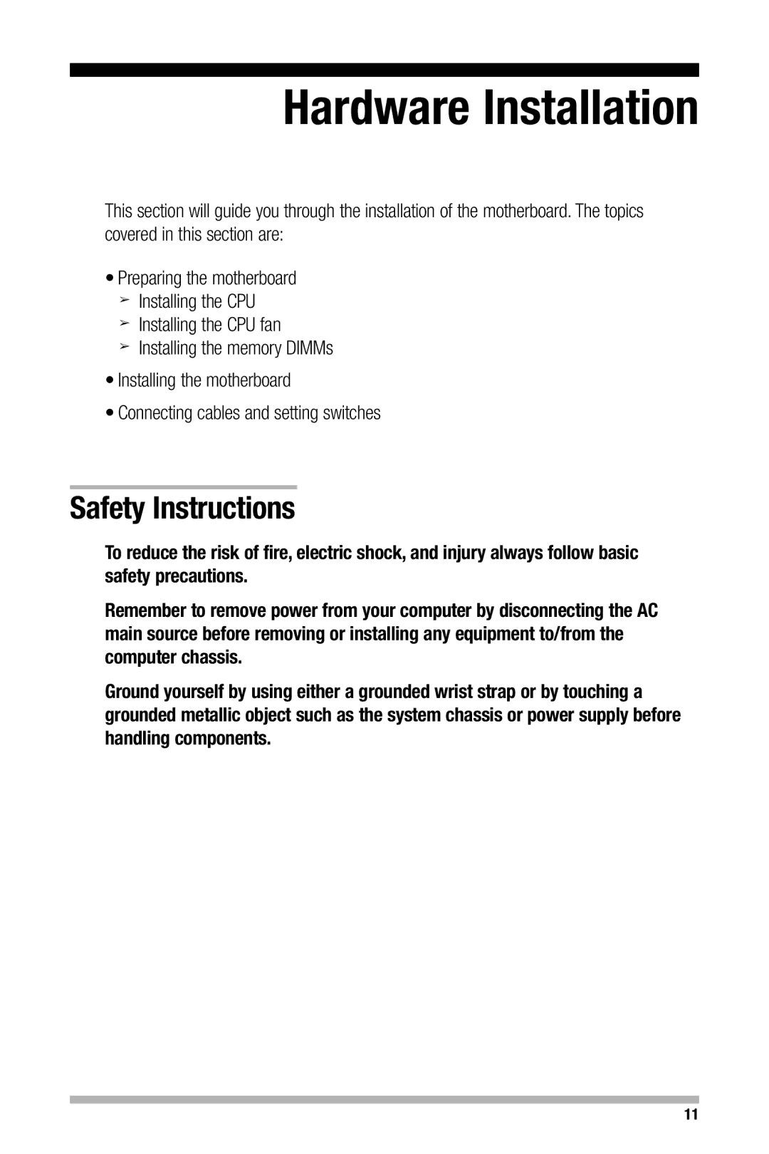 Nvidia 680i manual Hardware Installation, Safety Instructions 