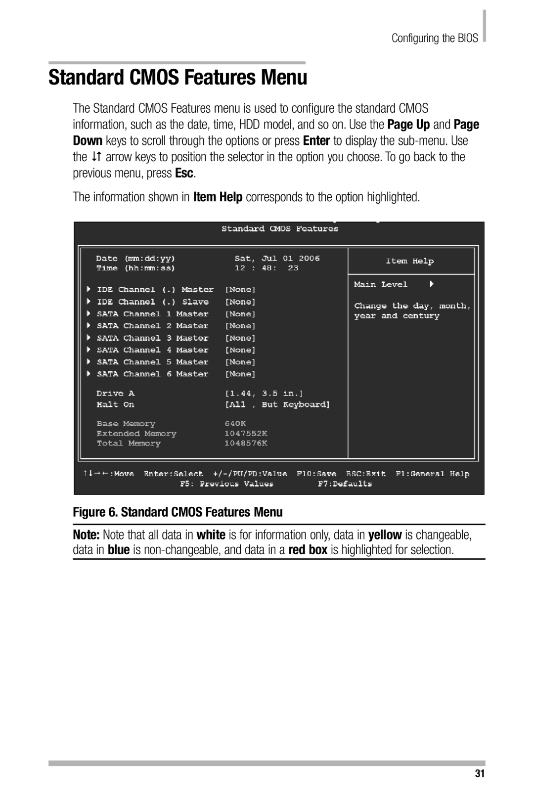 Nvidia 680i manual Standard Cmos Features Menu 