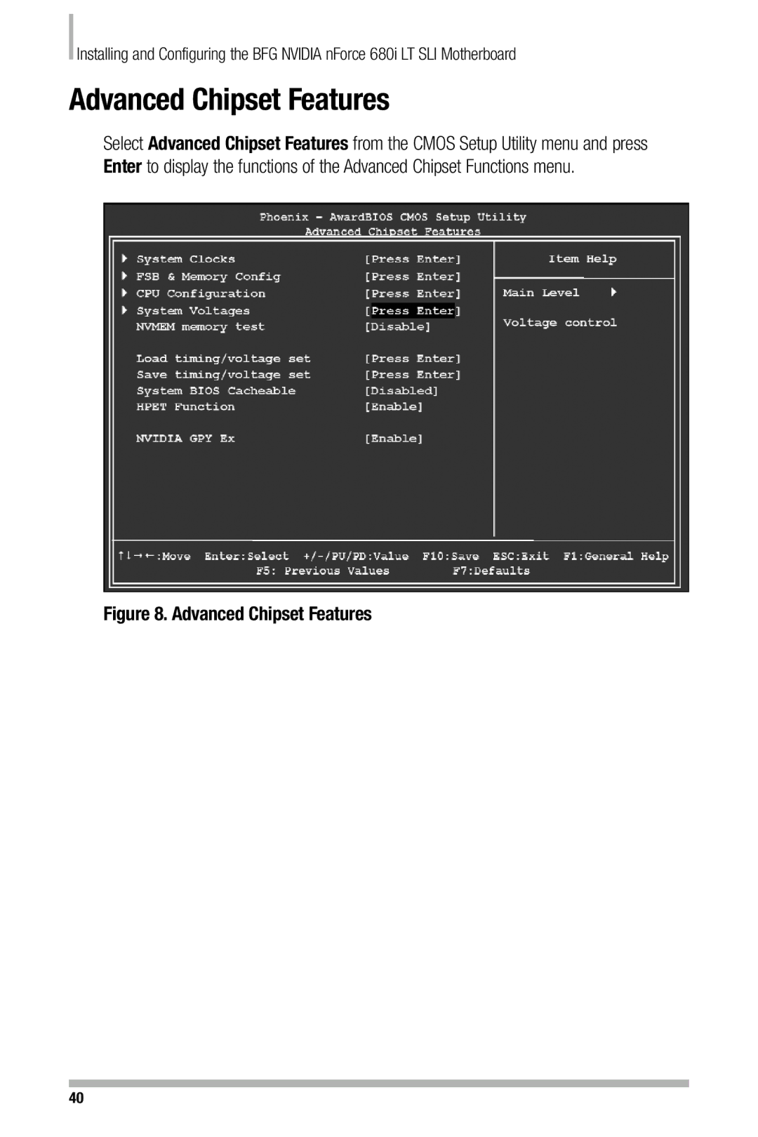 Nvidia 680i manual Advanced Chipset Features 