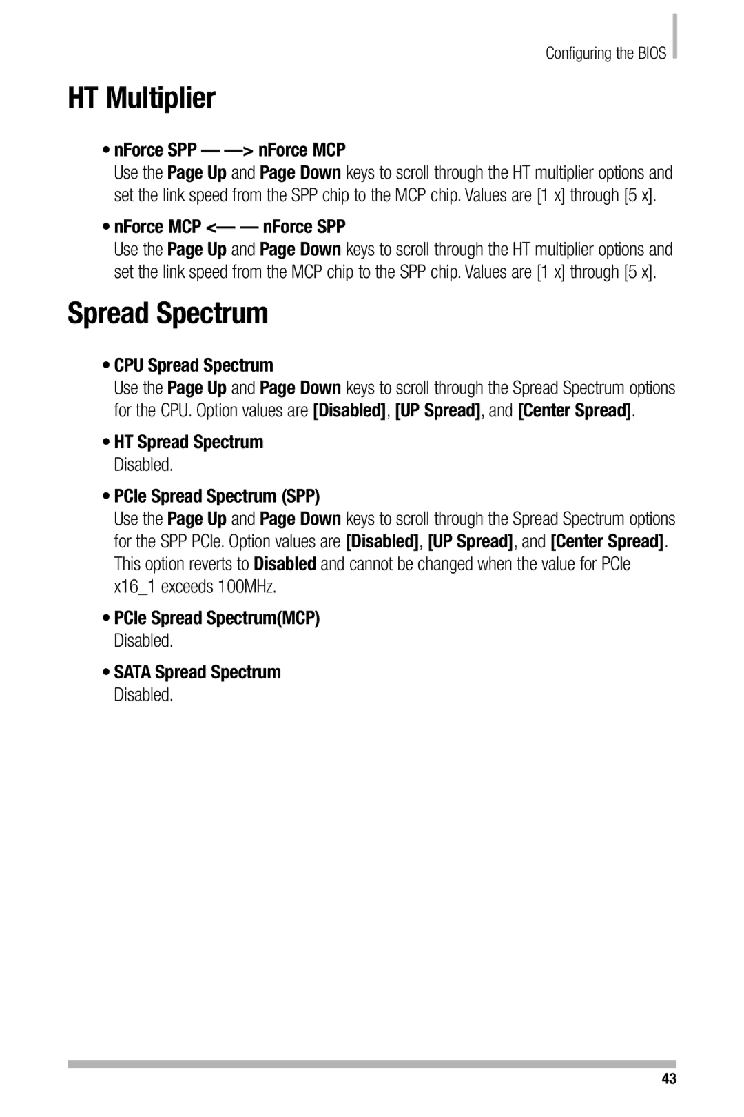 Nvidia 680i manual HT Multiplier, Spread Spectrum 