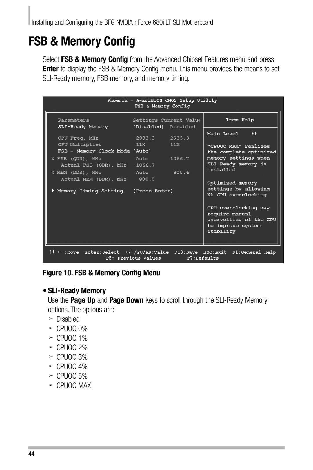 Nvidia 680i manual FSB & Memory Config Menu SLI-Ready Memory 