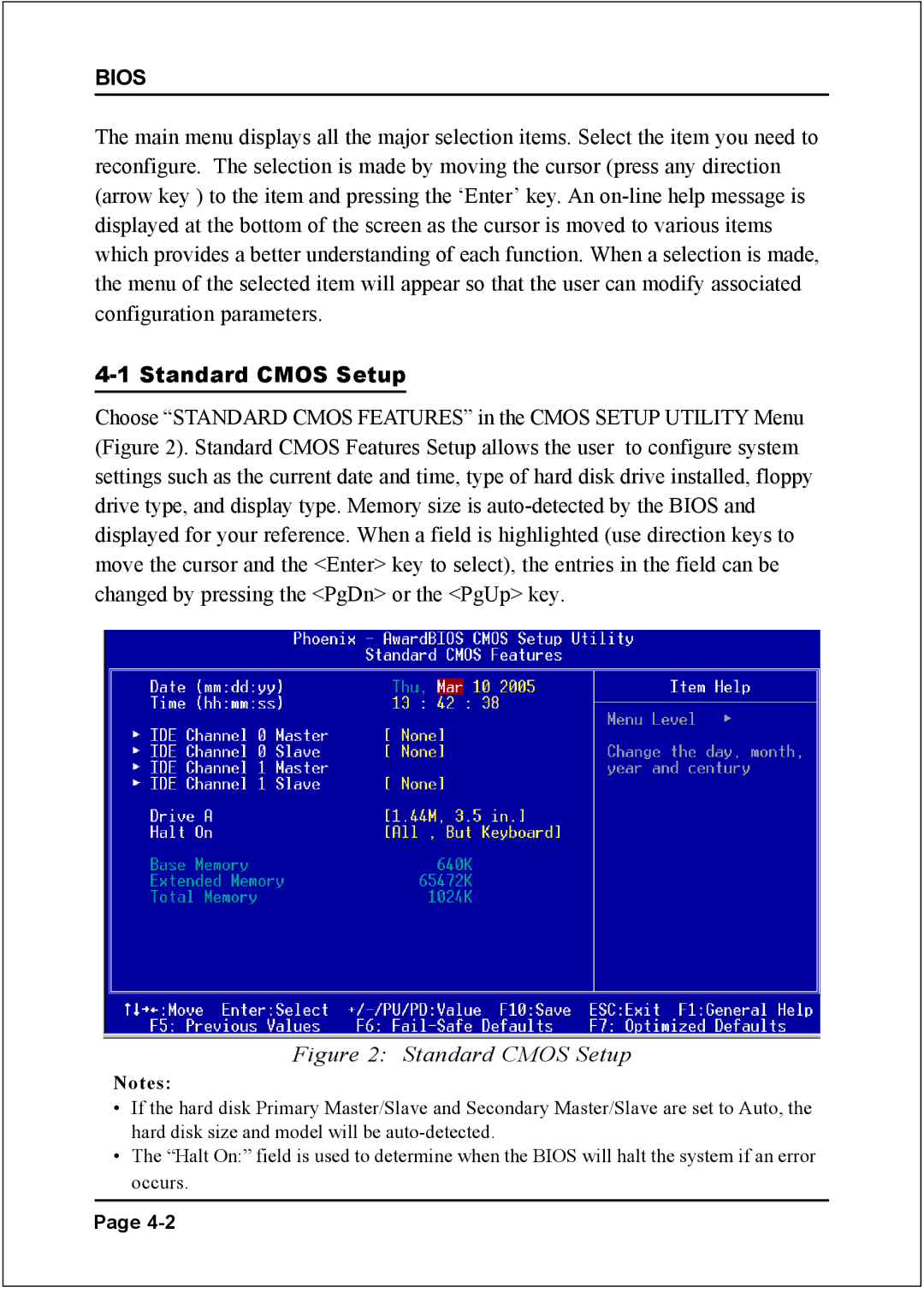 Nvidia 754 specifications Standard Cmos Setup 