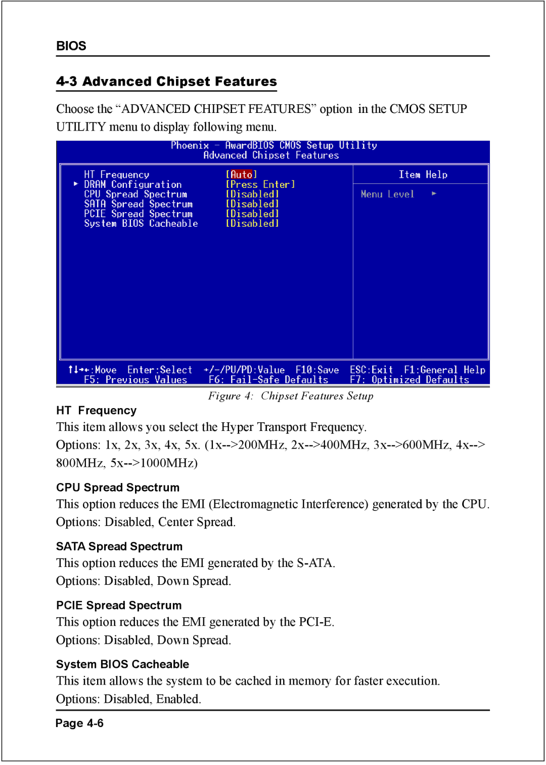 Nvidia 754 specifications Advanced Chipset Features, Chipset Features Setup 