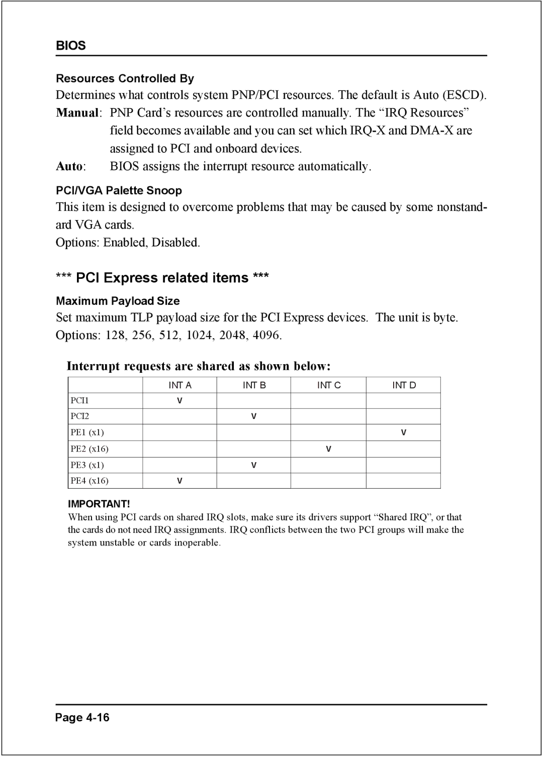 Nvidia 754 specifications PCI Express related items, Interrupt requests are shared as shown below 