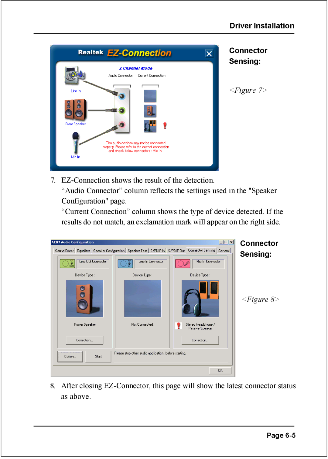 Nvidia 754 specifications Driver Installation Connector Sensing 