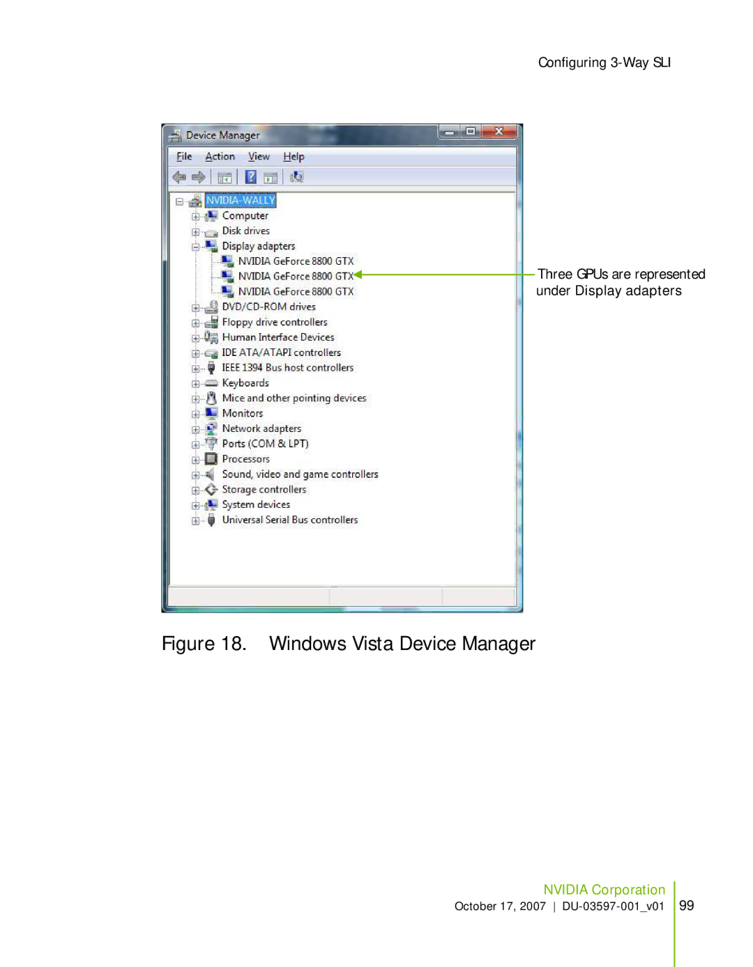 Nvidia 780I SLI manual Windows Vista Device Manager 