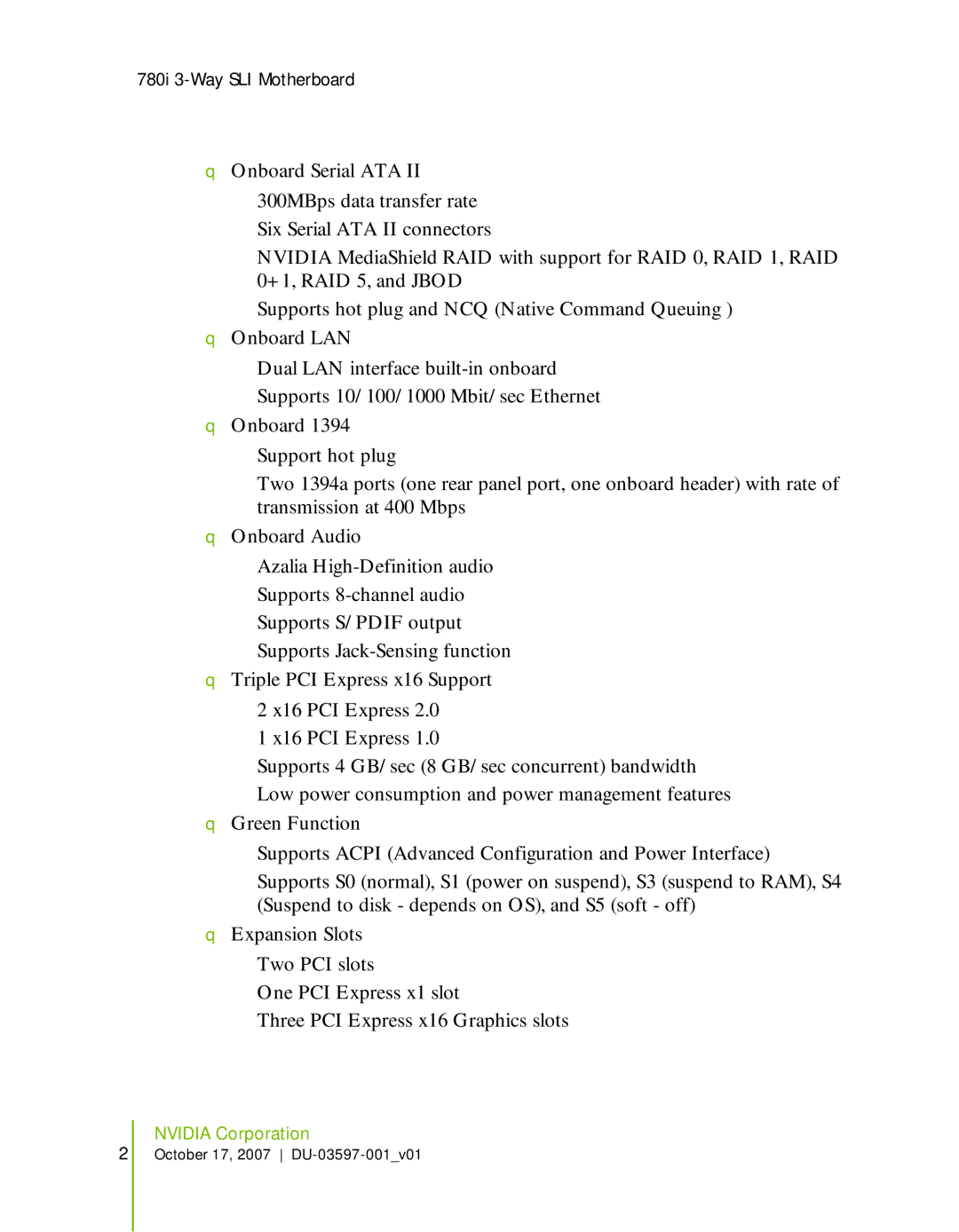 Nvidia 780I SLI manual 780i 3-Way SLI Motherboard 