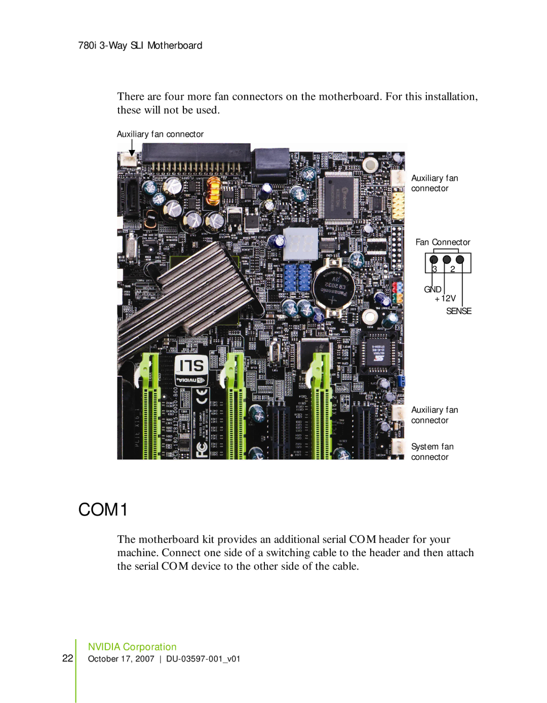 Nvidia 780I SLI manual COM1 