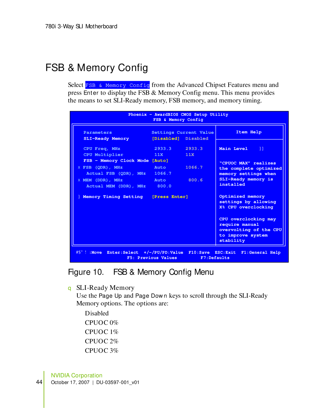 Nvidia 780I SLI manual FSB & Memory Config, SLI-Ready Memory 