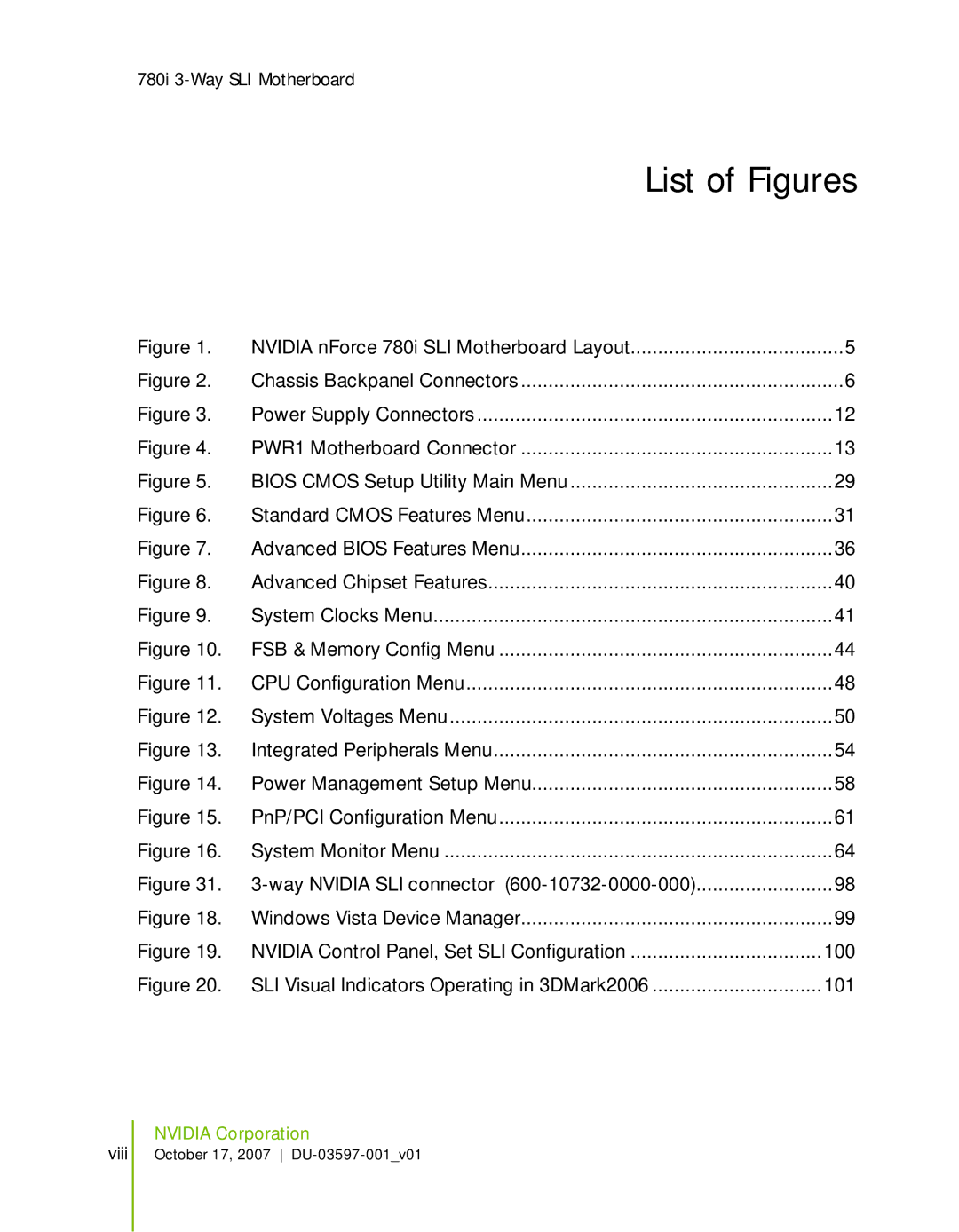 Nvidia 780I SLI manual List of Figures 