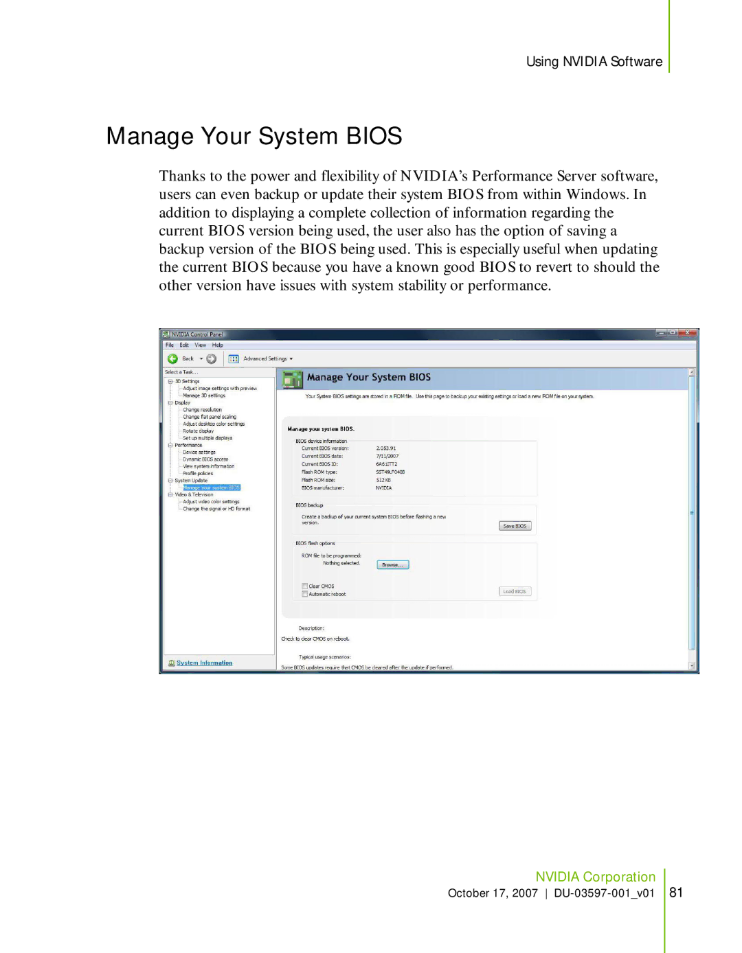 Nvidia 780I SLI manual Manage Your System Bios 