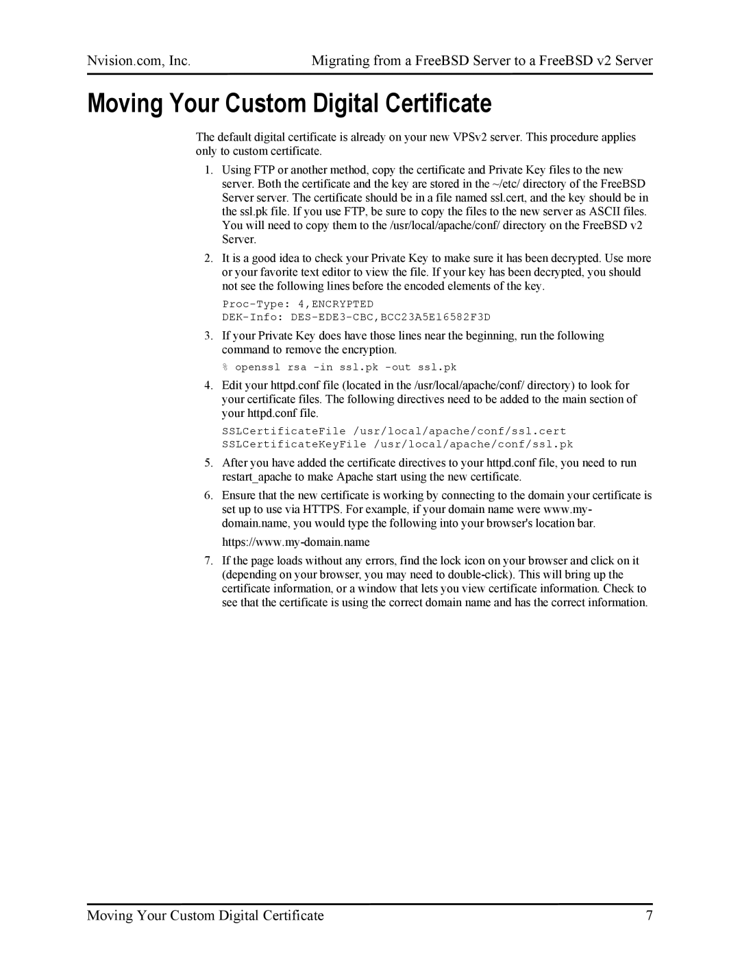 Nvidia FreeBSD Server to FreeBSD v2 Server manual Moving Your Custom Digital Certificate 