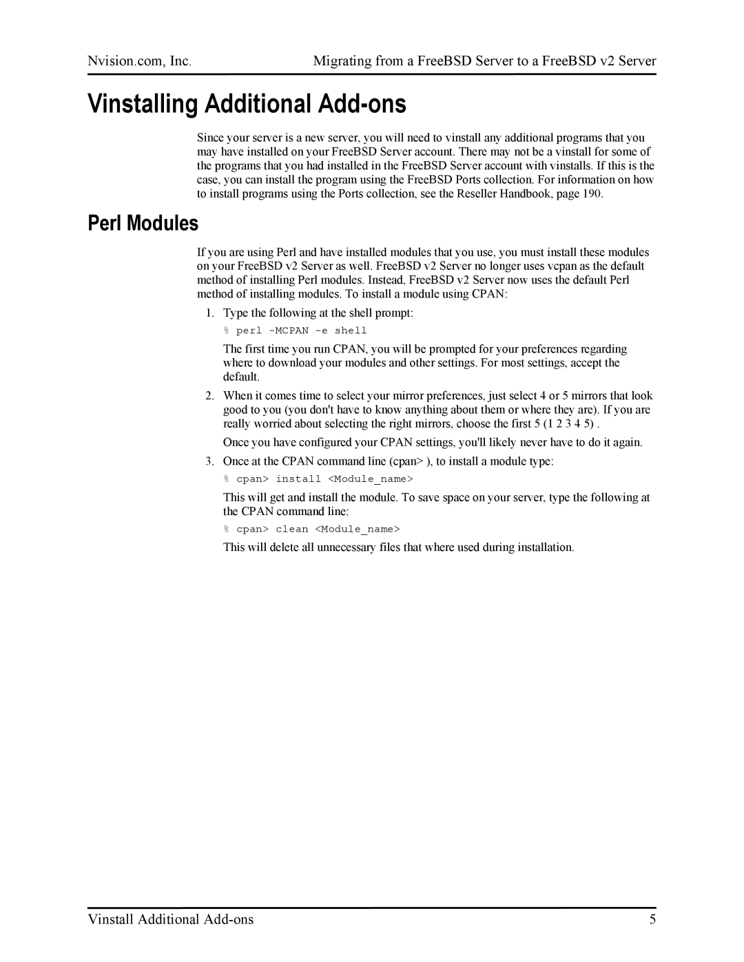 Nvidia FreeBSD Server to FreeBSD v2 Server manual Vinstalling Additional Add-ons, Perl Modules 