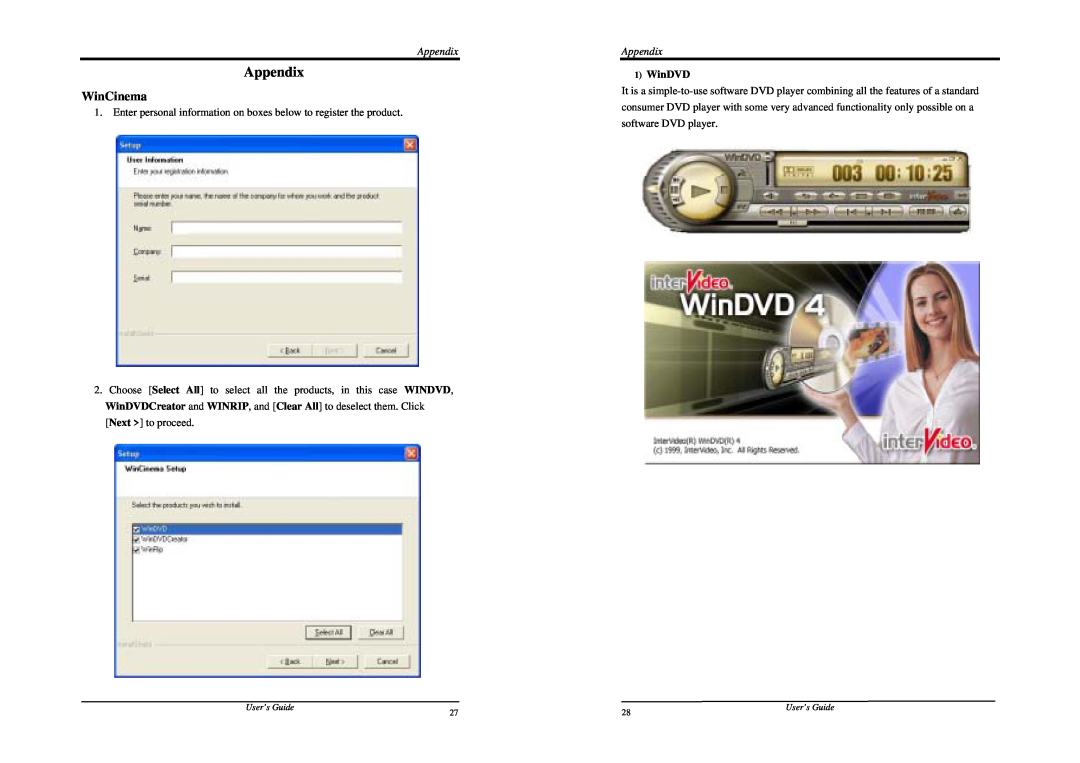 Nvidia FX 5900 XT manual Appendix, WinCinema, WinDVD 
