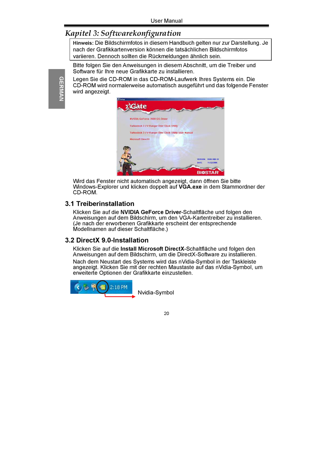 Nvidia GeForce Series manual Kapitel 3 Softwarekonfiguration, Treiberinstallation, DirectX 9.0-Installation 