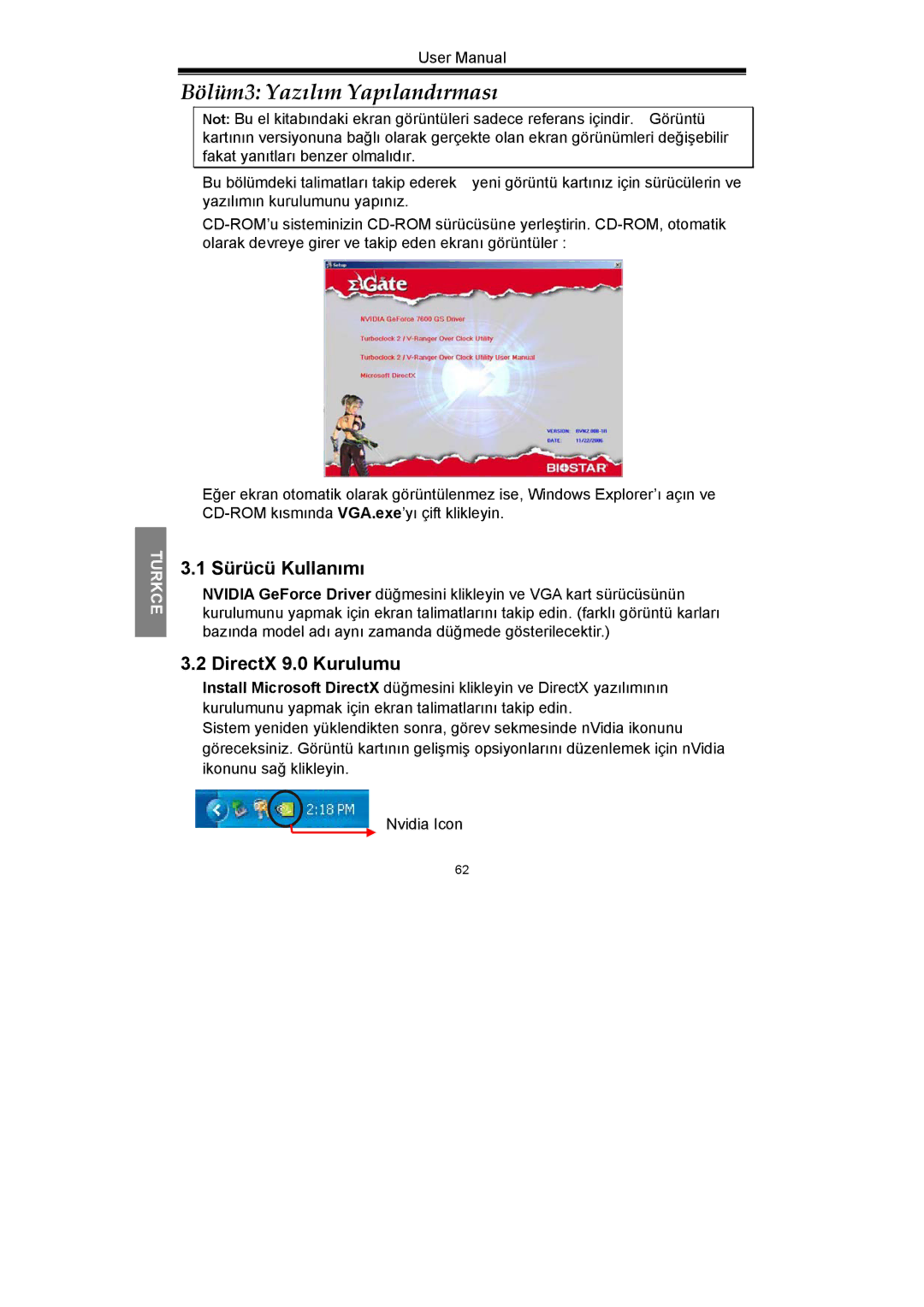 Nvidia GeForce Series manual Bölüm3 Yazılım Yapılandırması, Sürücü Kullanımı, DirectX 9.0 Kurulumu 