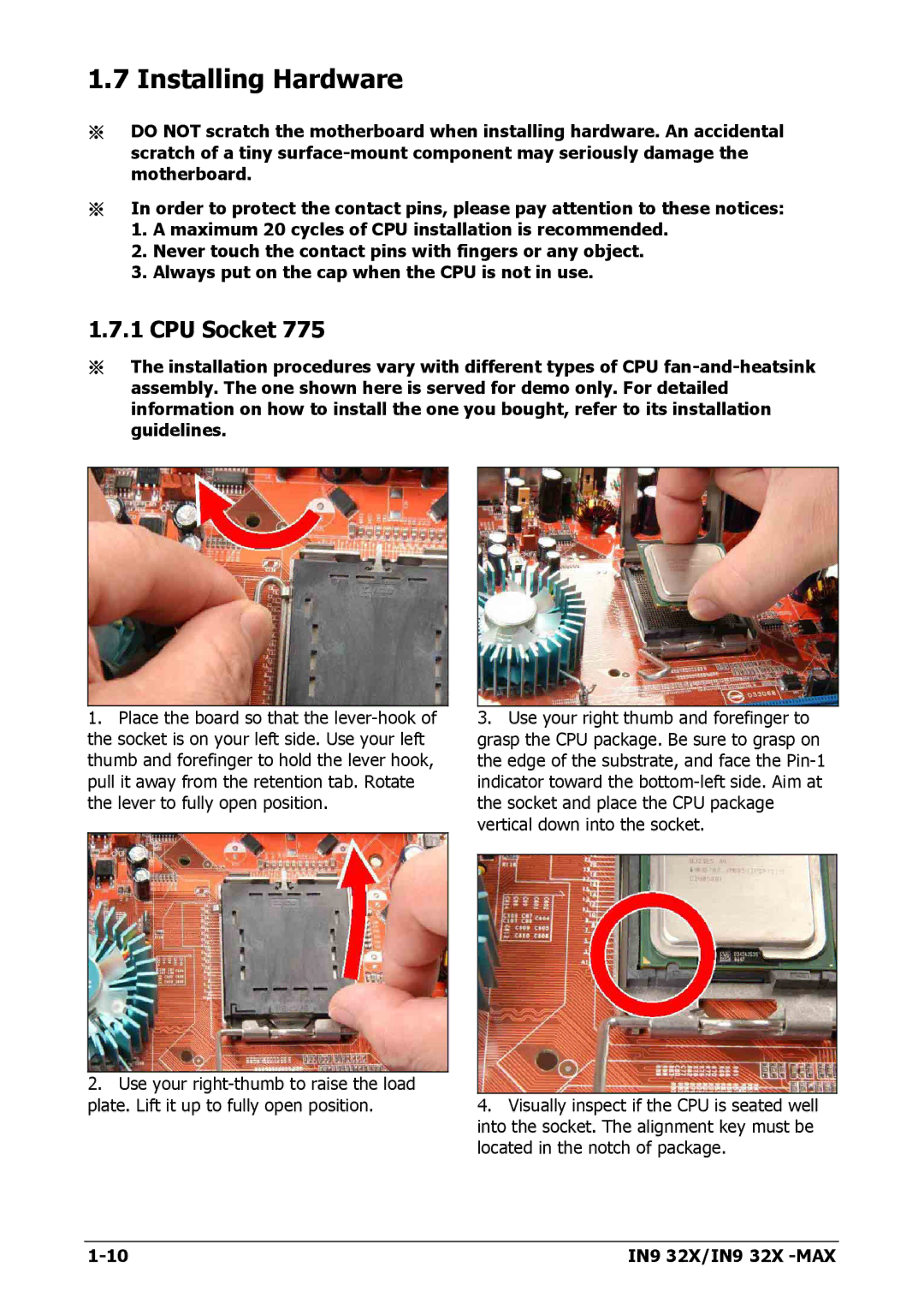 Nvidia IN9 32X-MAX user manual Installing Hardware, CPU Socket 