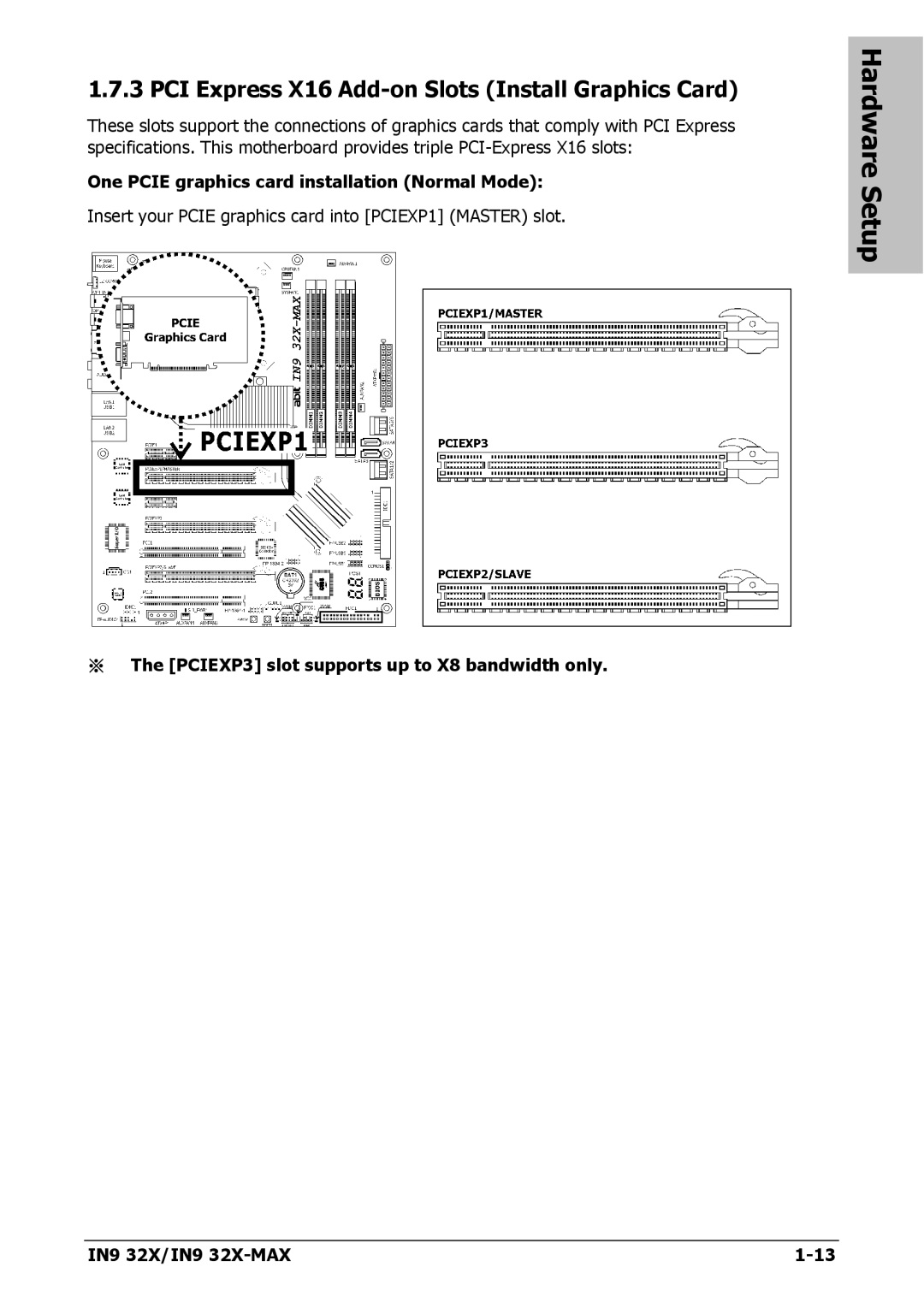 Nvidia IN9 32X PCI Express X16 Add-on Slots Install Graphics Card, One Pcie graphics card installation Normal Mode 