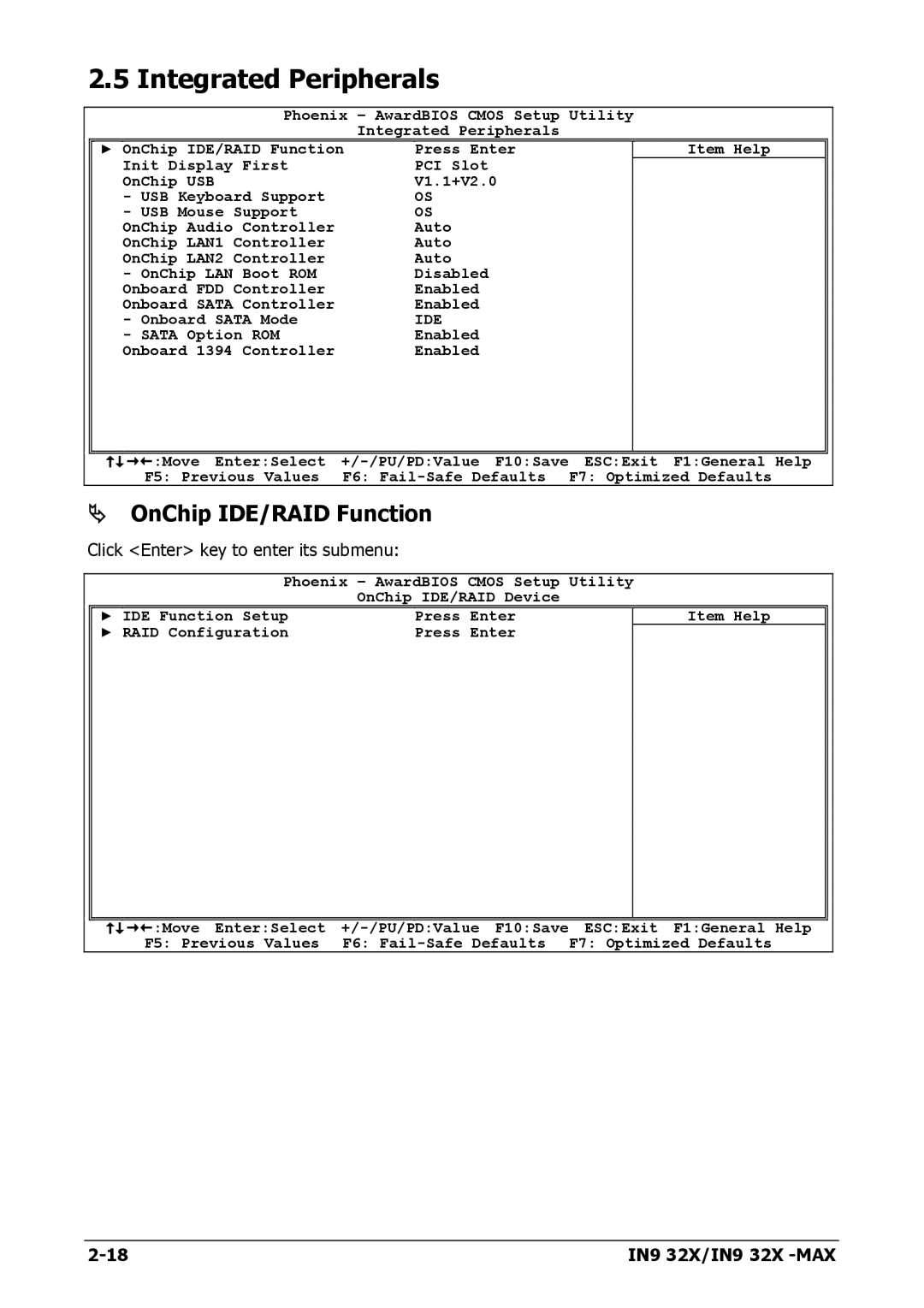 Nvidia IN9 32X-MAX user manual Integrated Peripherals, OnChip IDE/RAID Function 