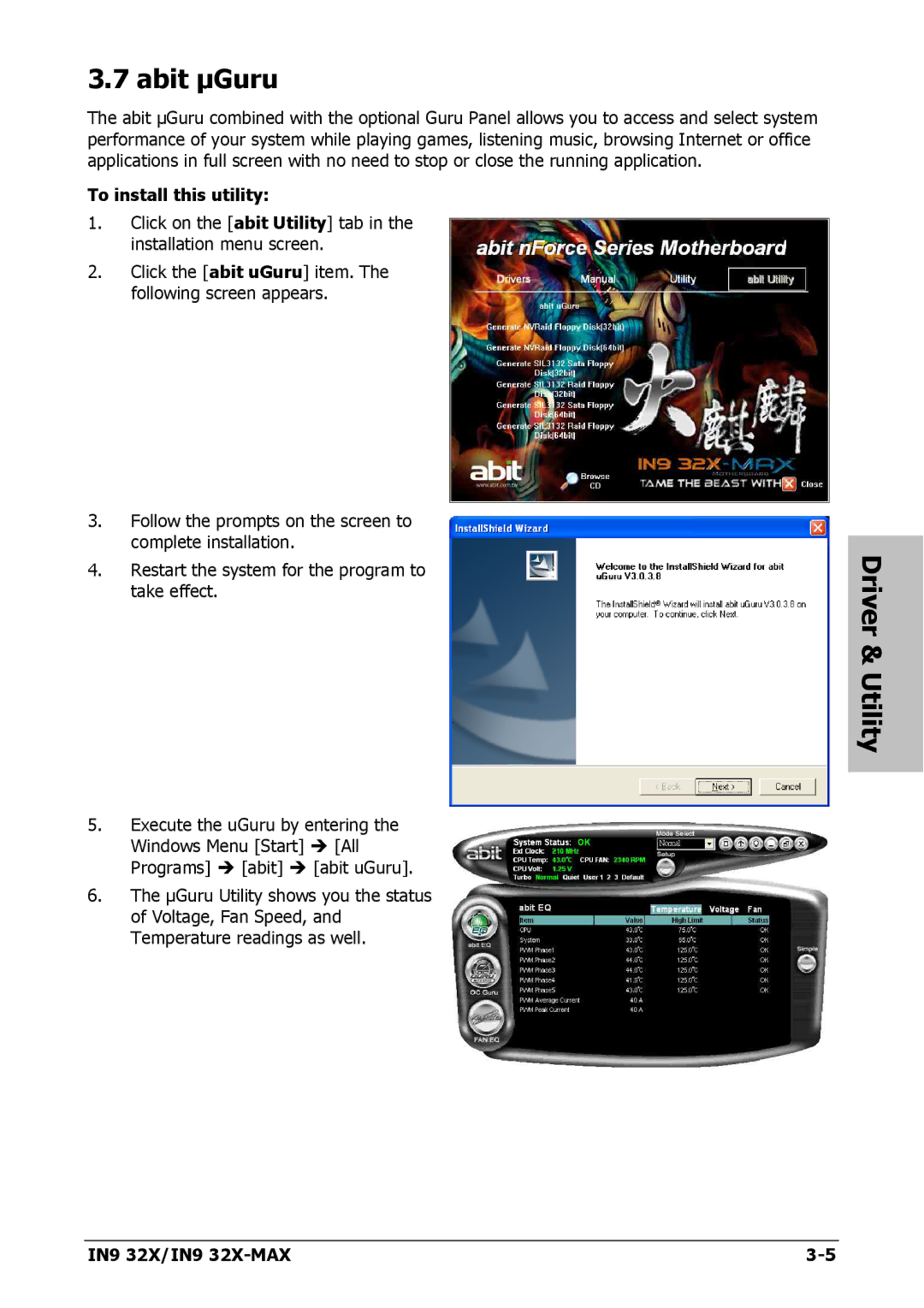 Nvidia IN9 32X-MAX user manual Abit μGuru, To install this utility 