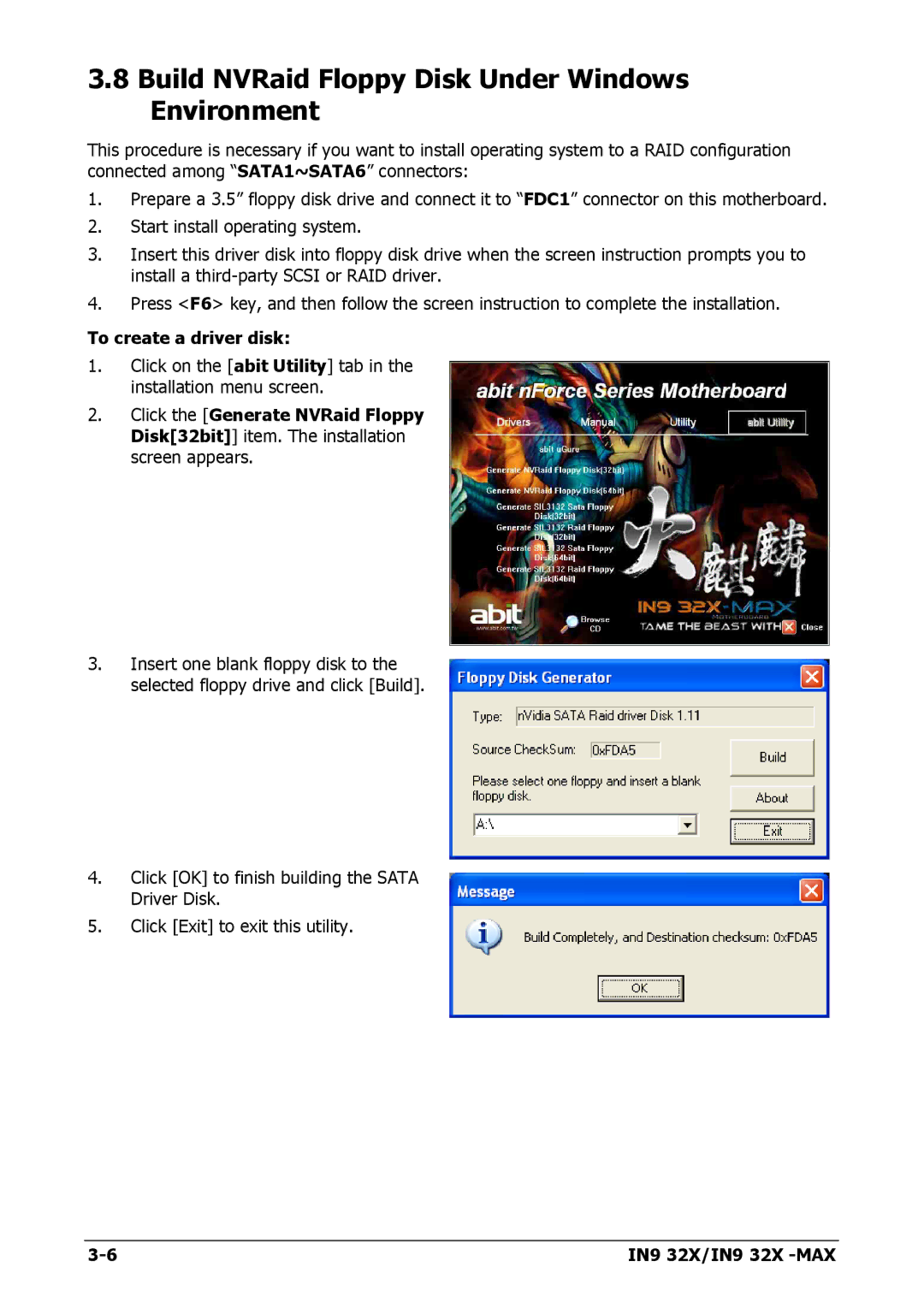 Nvidia IN9 32X-MAX user manual Build NVRaid Floppy Disk Under Windows Environment, To create a driver disk 