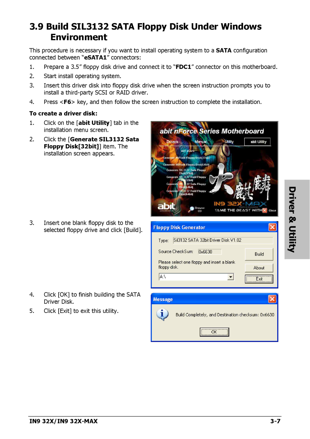 Nvidia IN9 32X-MAX user manual Build SIL3132 Sata Floppy Disk Under Windows Environment 