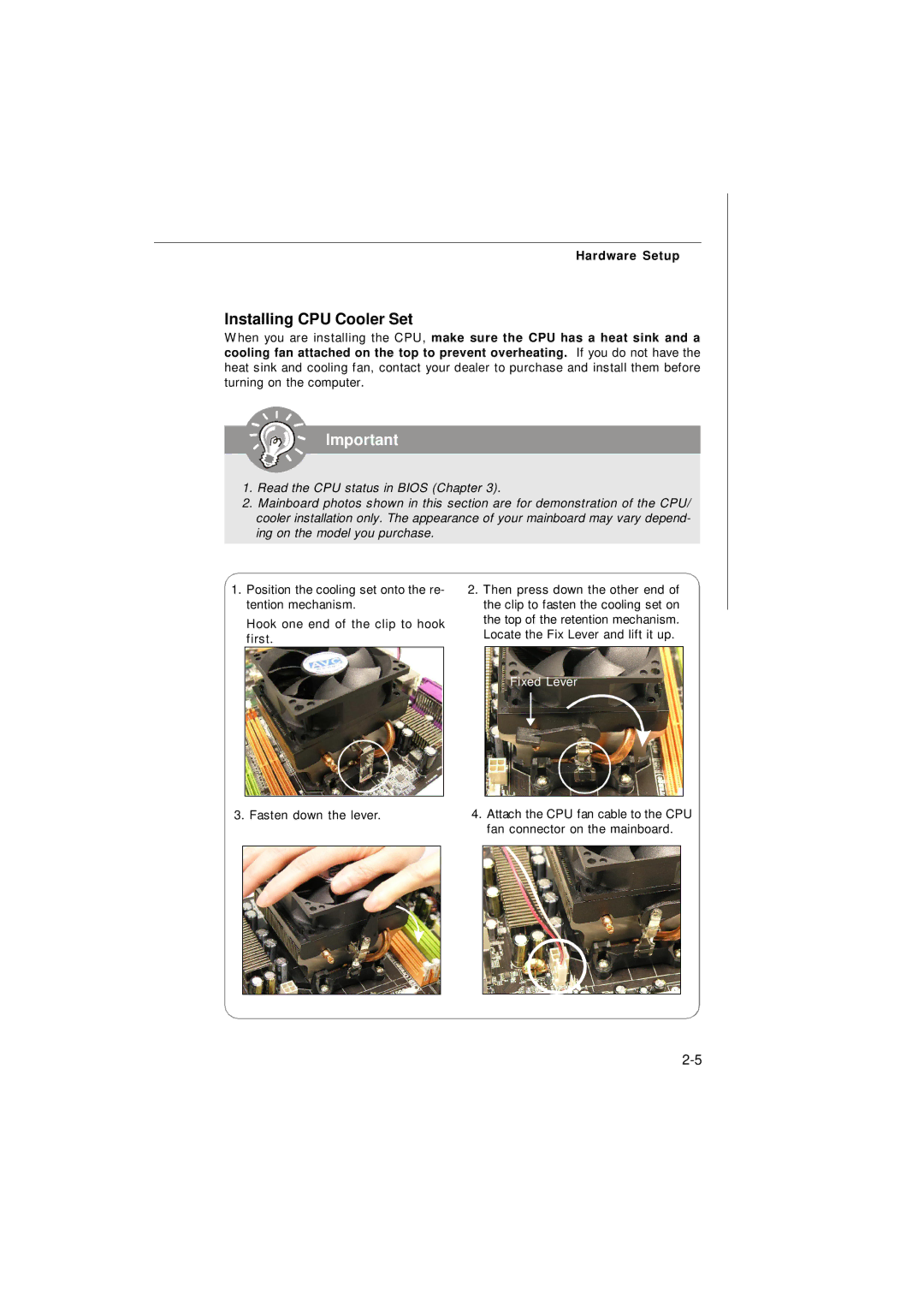 Nvidia MS-7374 manual Installing CPU Cooler Set 