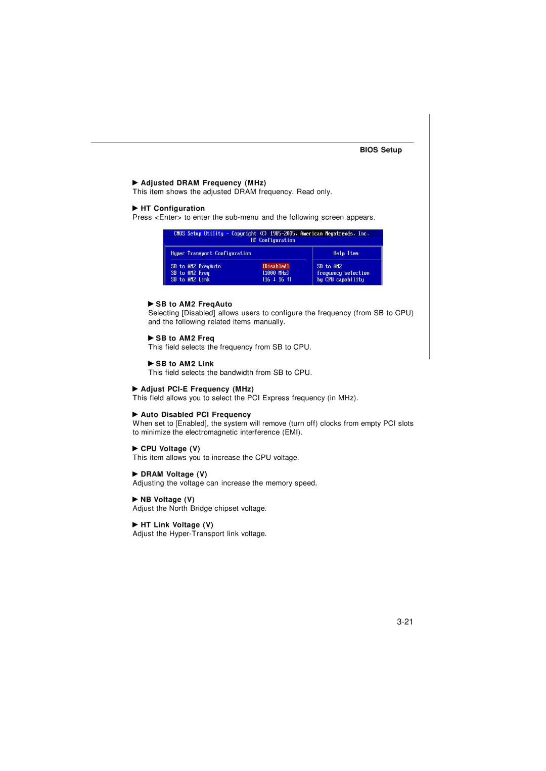 Nvidia MS-7374 Bios Setup Adjusted Dram Frequency MHz, HT Configuration, SB to AM2 FreqAuto, SB to AM2 Link, CPU Voltage 