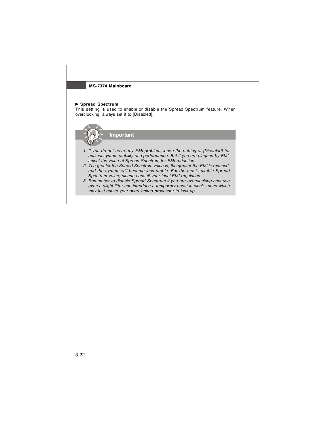 Nvidia manual MS-7374 Mainboard Spread Spectrum 