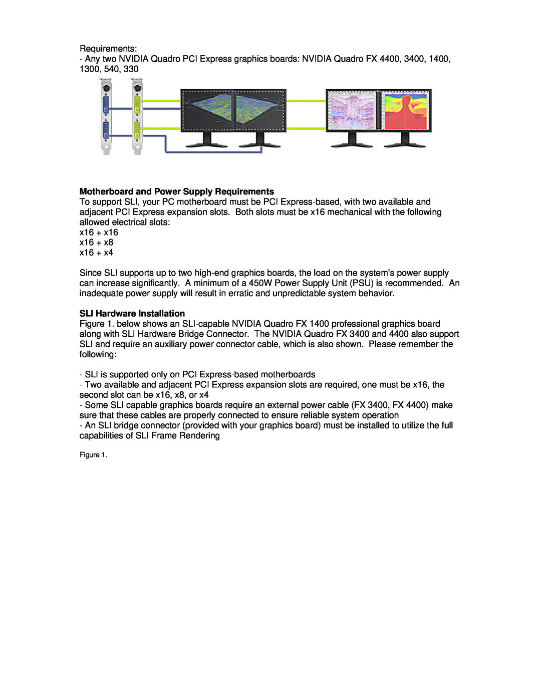 Nvidia NVIDIA Quadro manual Motherboard and Power Supply Requirements, SLI Hardware Installation 
