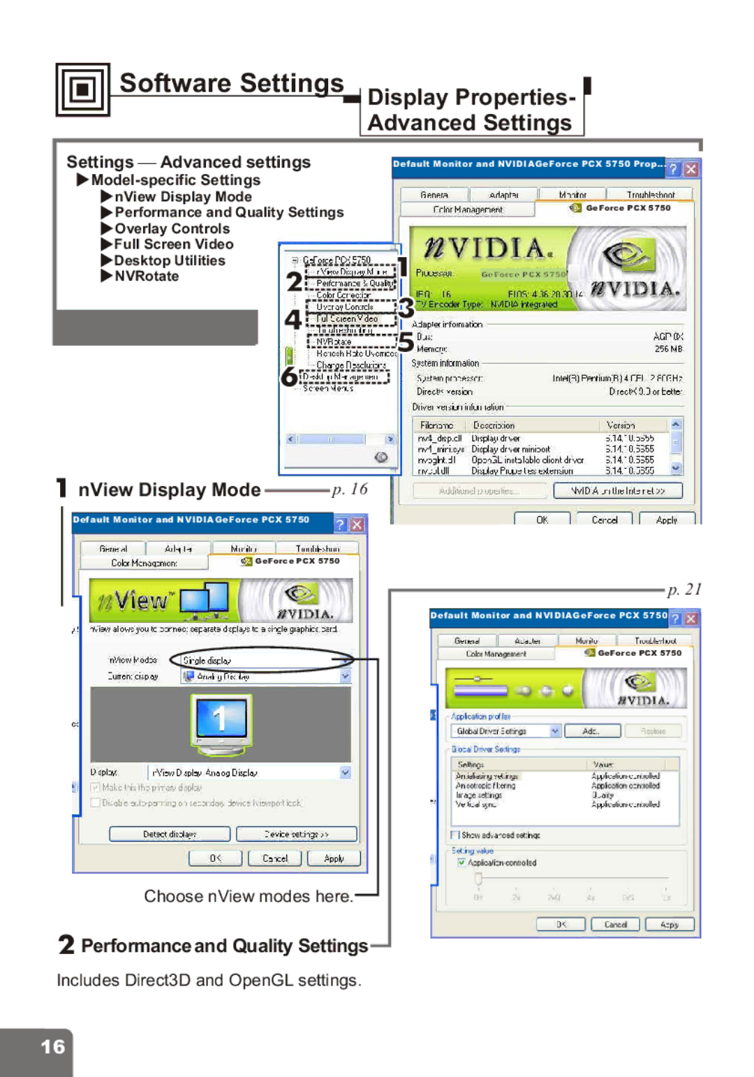 Nvidia PCI Express Series user manual NView Display Mode, Performance and Quality Settings 