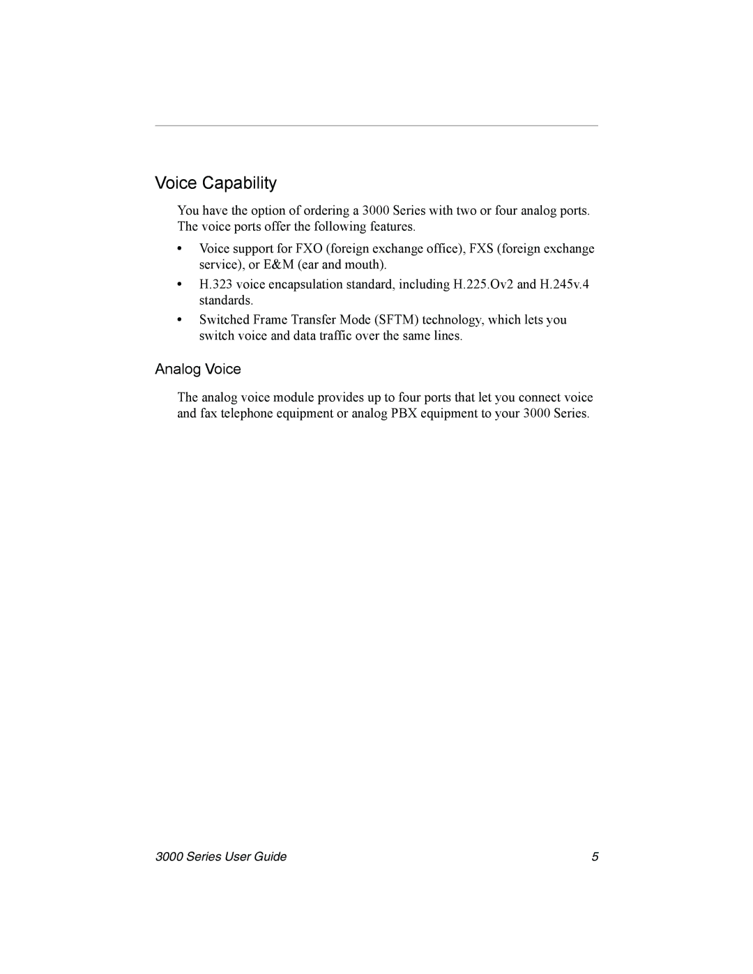 Nx Networks 3000 manual Voice Capability, Analog Voice 